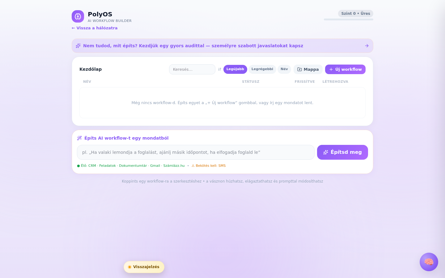 Az AI Workflow Builder minta-adatokkal